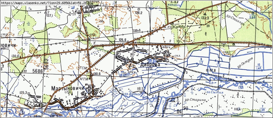 Карта ДІБРОВА, Київська область, Поліський район