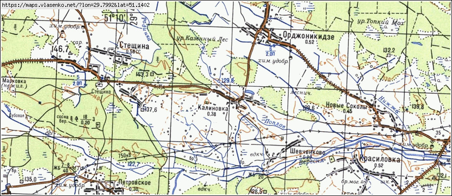 Карта КАЛИНІВКА, Київська область, Поліський район