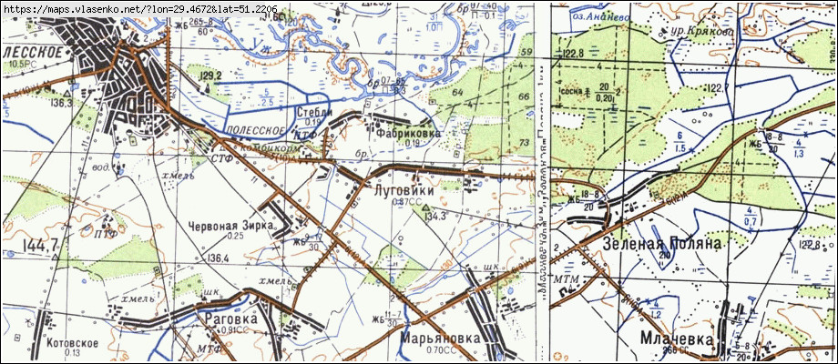 Карта ЛУГОВИКИ, Київська область, Поліський район