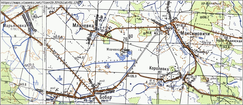 Карта МЛАЧІВКА, Київська область, Поліський район