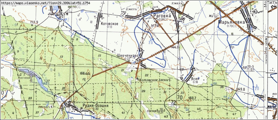 Карта ШЕВЧЕНКОВЕ, Київська область, Поліський район