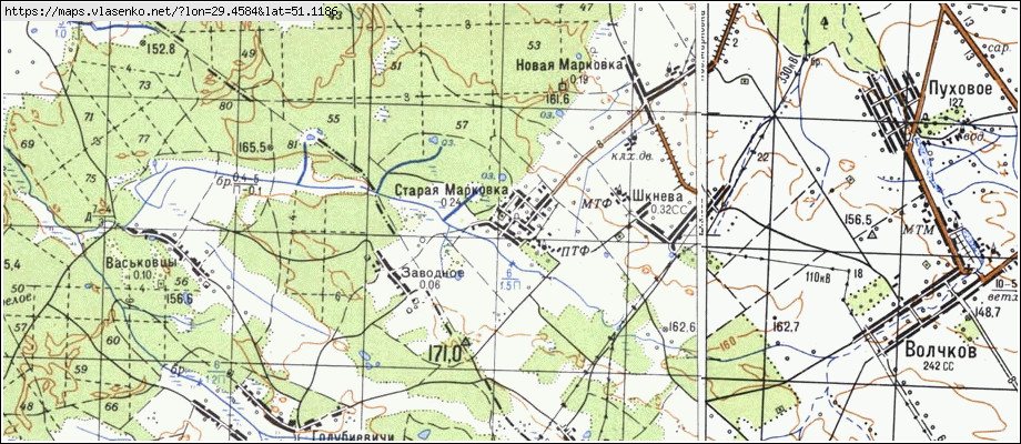 Карта СТАРА МАРКІВКА, Київська область, Поліський район