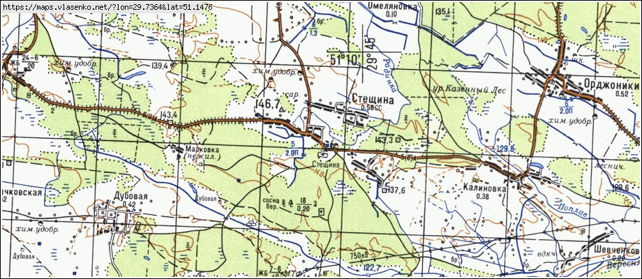 Карта СТЕЩИНА, Київська область, Поліський район