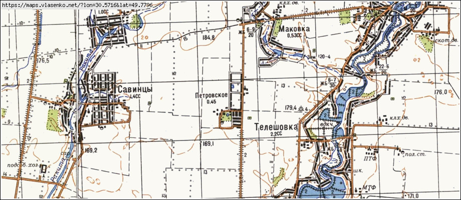 Карта ПЕТРІВСЬКЕ, Київська область, Рокитнянський район