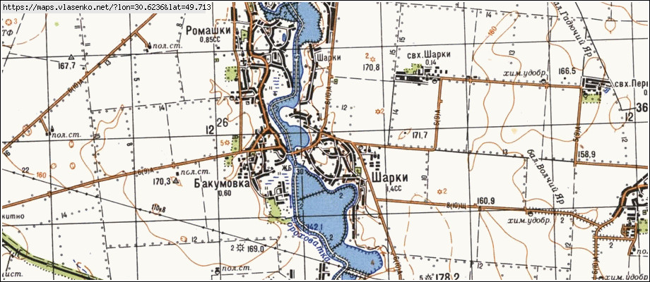 Карта ШАРКИ, Київська область, Рокитнянський район