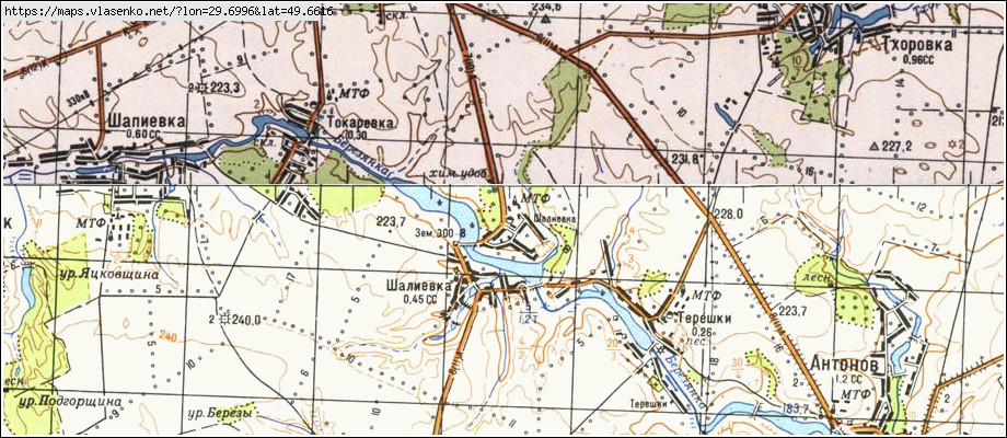 Карта ШАЛІЇВКА, Київська область, Сквирський район