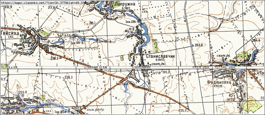 Карта СТАНІСЛАВЧИК, Київська область, Ставищенський район