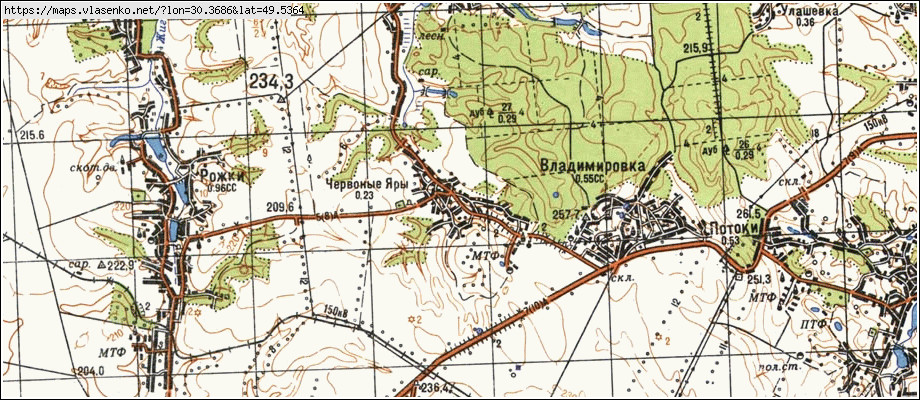 Карта ЧЕРВОНІ ЯРИ, Київська область, Таращанський район