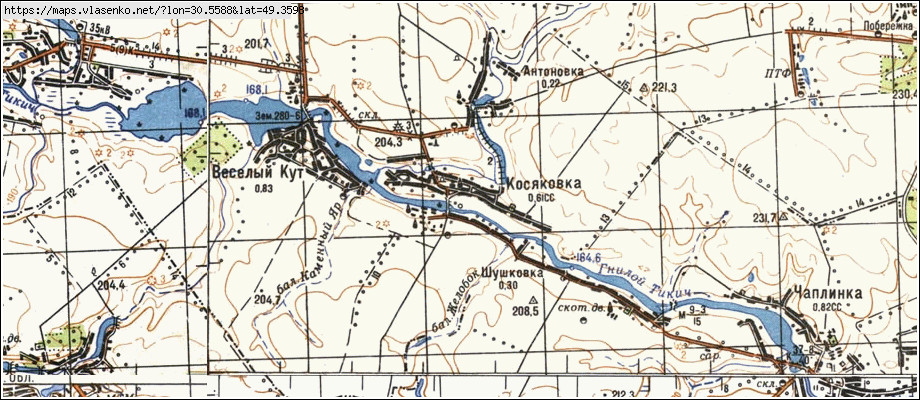 Карта КОСЯКІВКА, Київська область, Таращанський район