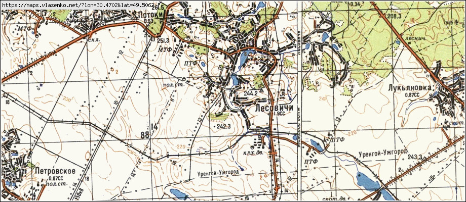 Карта ЛІСОВИЧІ, Київська область, Таращанський район