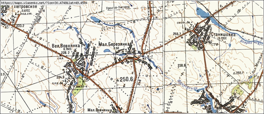 Карта МАЛА БЕРЕЗЯНКА, Київська область, Таращанський район