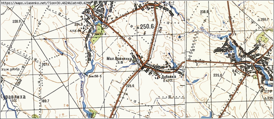 Карта МАЛА ВОВНЯНКА, Київська область, Таращанський район