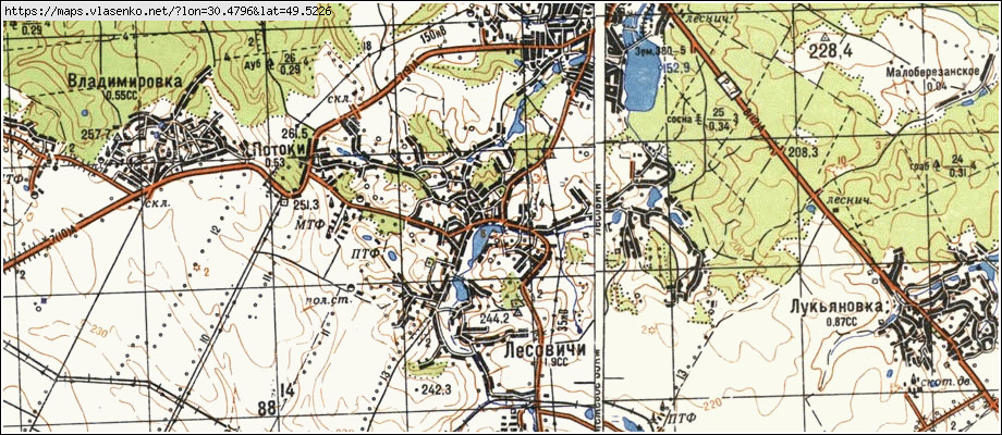 Карта ПОТОКИ, Київська область, Таращанський район