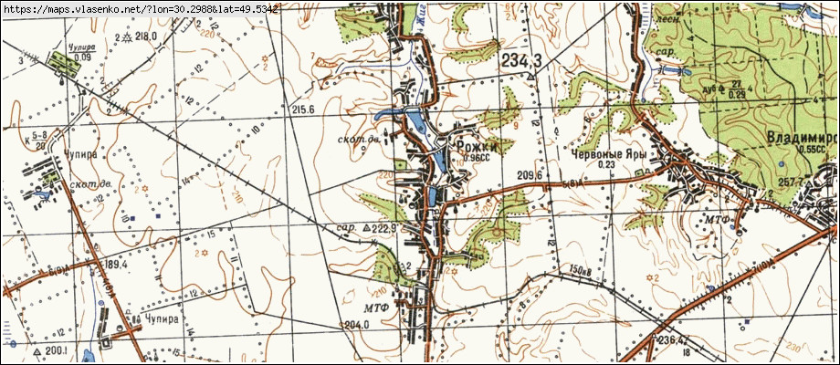 Карта РІЖКИ, Київська область, Таращанський район
