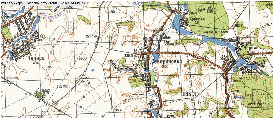 Карта СЕВЕРИНІВКА, Київська область, Таращанський район