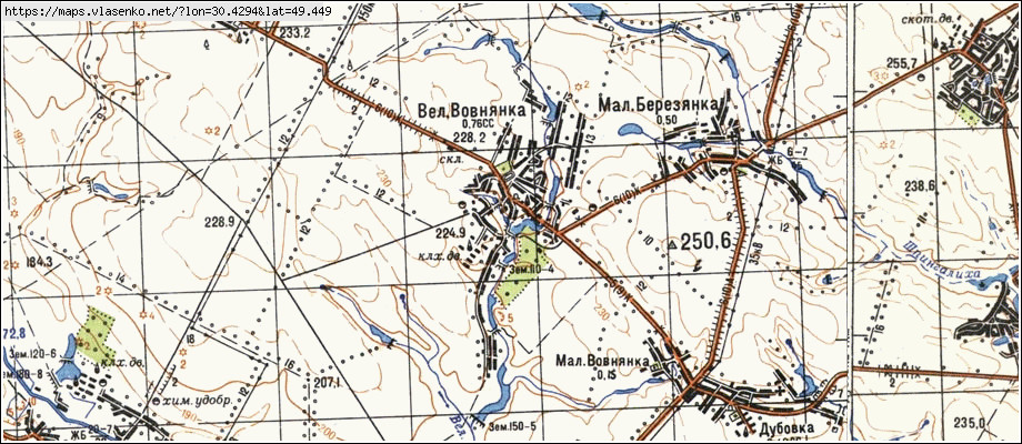 Карта ВЕЛИКА ВОВНЯНКА, Київська область, Таращанський район
