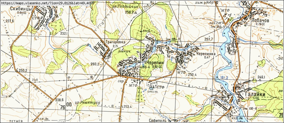 Карта ЧЕРЕПИН, Київська область, Тетіївський район