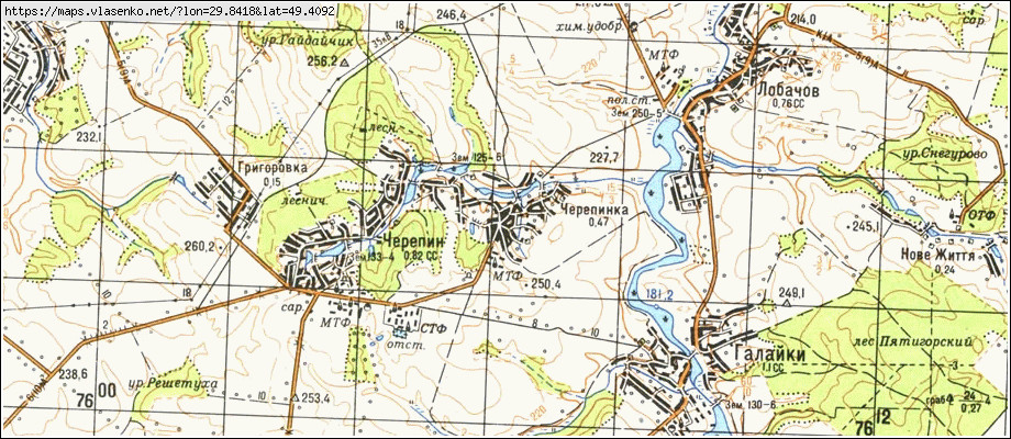 Карта ЧЕРЕПИНКА, Київська область, Тетіївський район