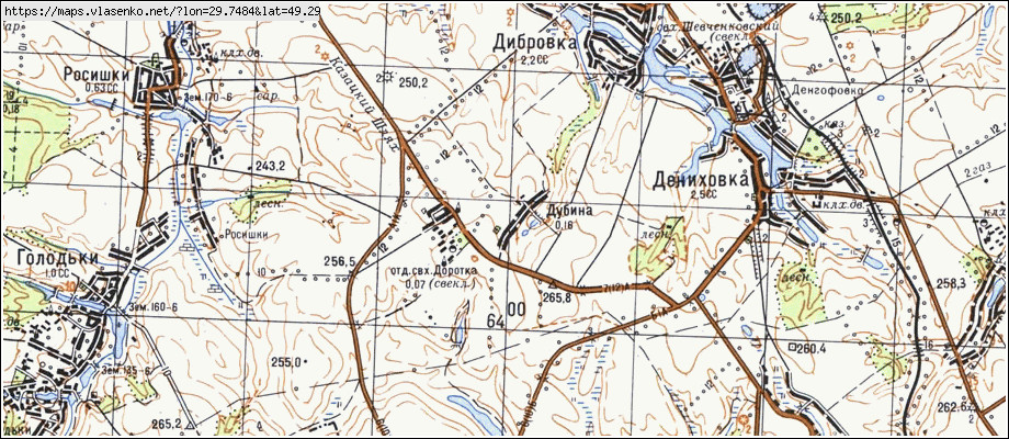 Карта ДУБИНА, Київська область, Тетіївський район