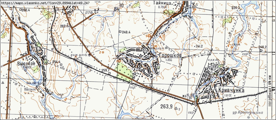Карта ГОРОШКІВ, Київська область, Тетіївський район