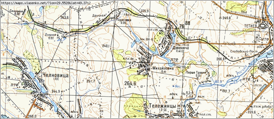 Карта МИХАЙЛІВКА, Київська область, Тетіївський район