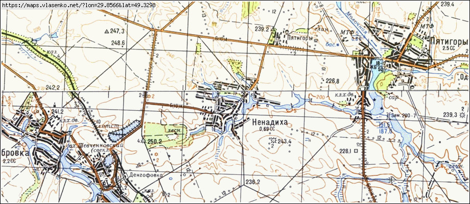 Карта НЕНАДИХА, Київська область, Тетіївський район