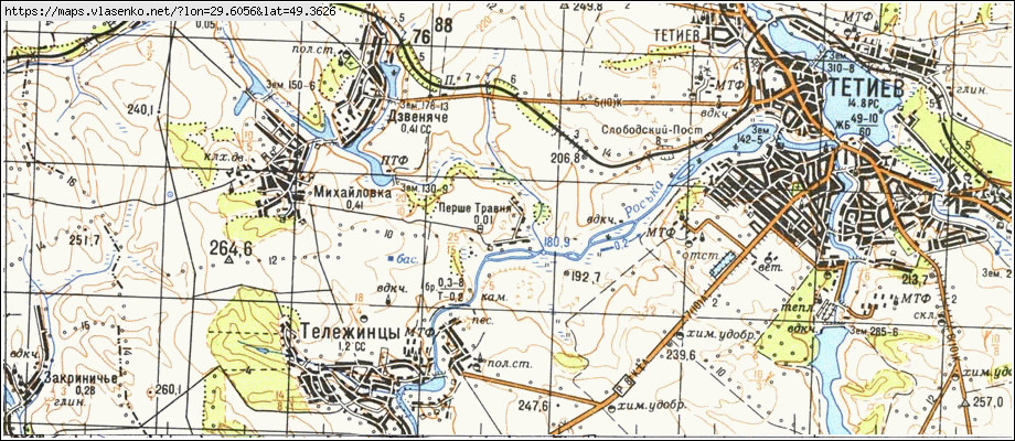 Карта ПЕРШЕ ТРАВНЯ, Київська область, Тетіївський район
