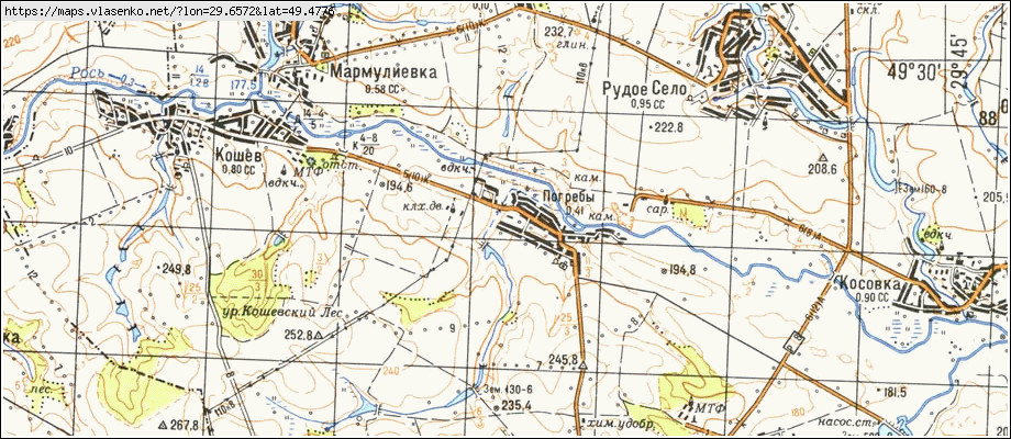 Карта ПОГРЕБИ, Київська область, Тетіївський район