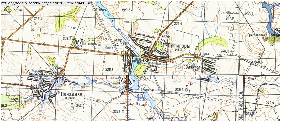 Карта П'ЯТИГОРИ, Київська область, Тетіївський район
