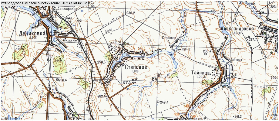 Карта СТЕПОВЕ, Київська область, Тетіївський район