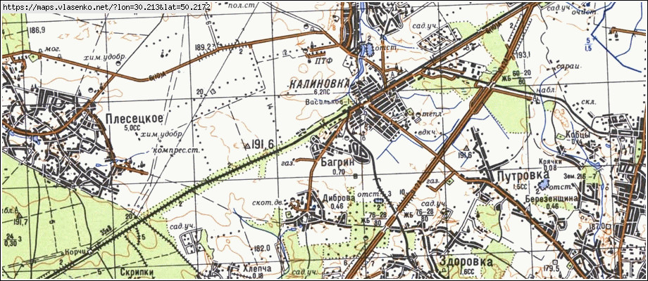 Карта БАГРИН, Київська область, Васильківський район