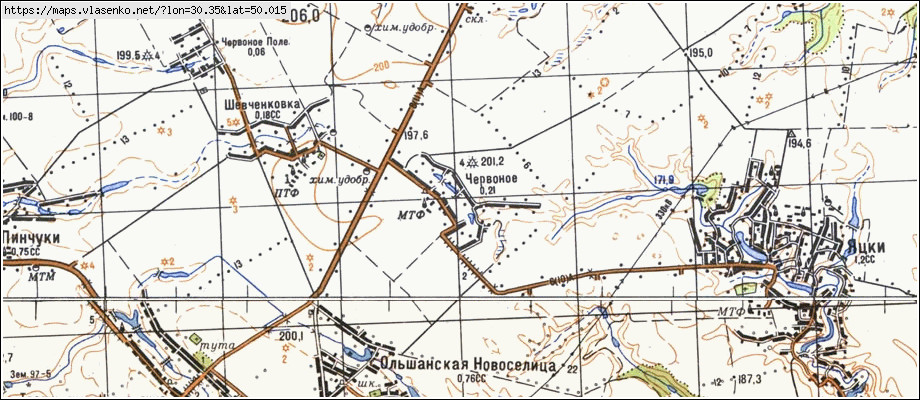 Карта ЧЕРВОНЕ, Київська область, Васильківський район