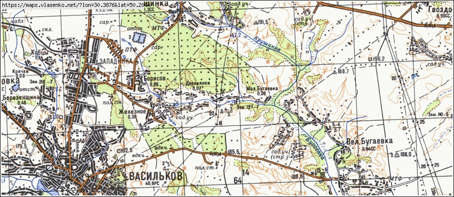 Карта ДЕРЕВ'ЯНКИ, Київська область, Васильківський район