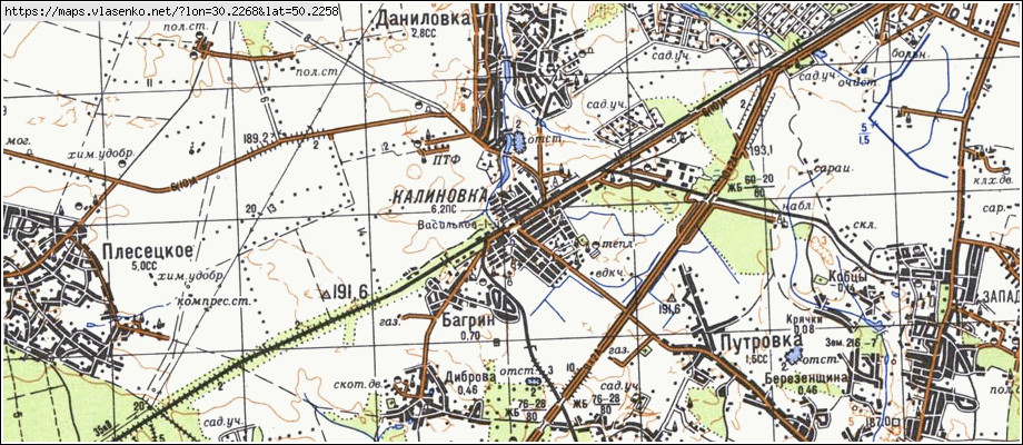 Карта КАЛИНІВКА, Київська область, Васильківський район