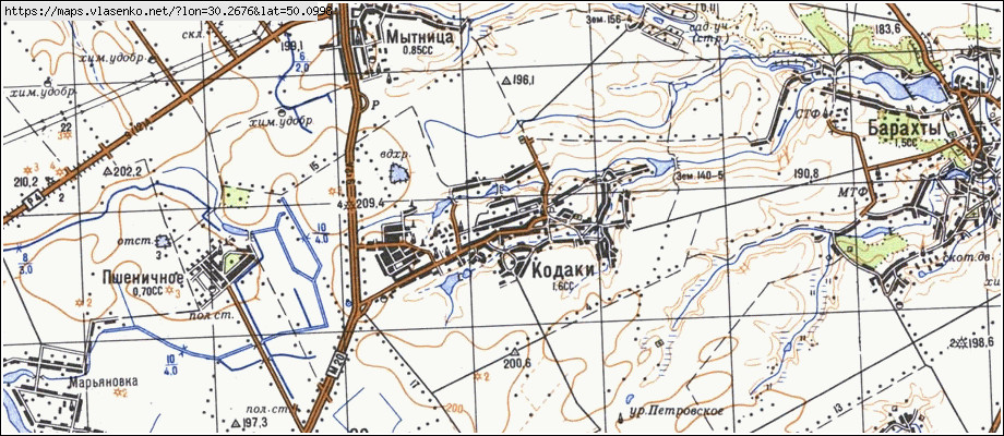 Карта КОДАКИ, Київська область, Васильківський район