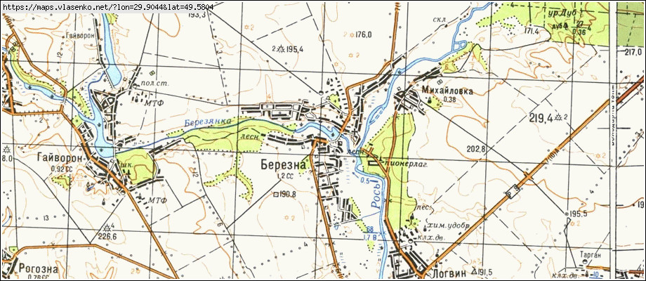 Карта БЕРЕЗНА, Київська область, Володарський район