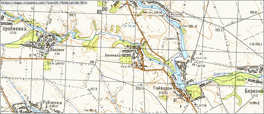 Карта БІЛІЇВКА, Київська область, Володарський район
