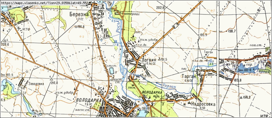 Карта ЛОГВИН, Київська область, Володарський район
