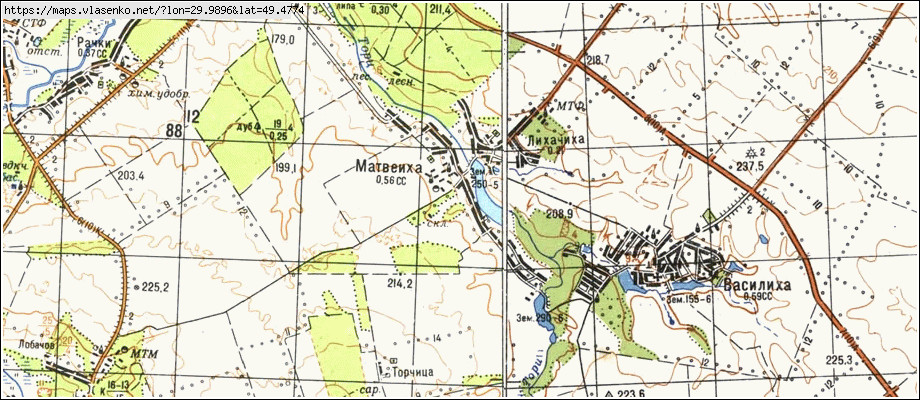 Карта МАТВІЇХА, Київська область, Володарський район