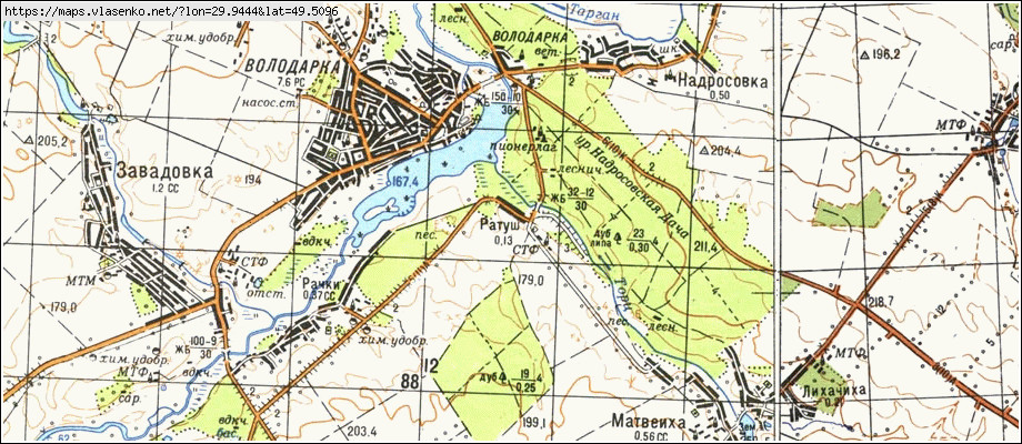 Карта РАТУШ, Київська область, Володарський район