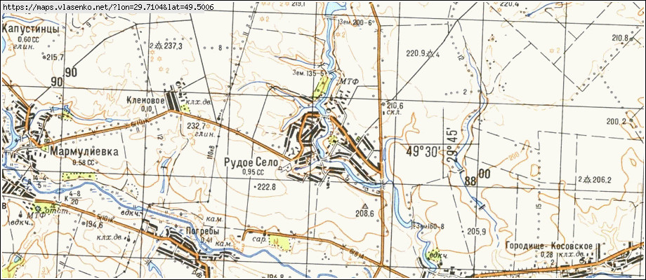Карта РУДЕ СЕЛО, Київська область, Володарський район