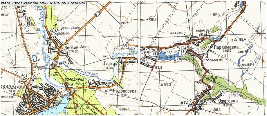 Карта ТАРГАН, Київська область, Володарський район