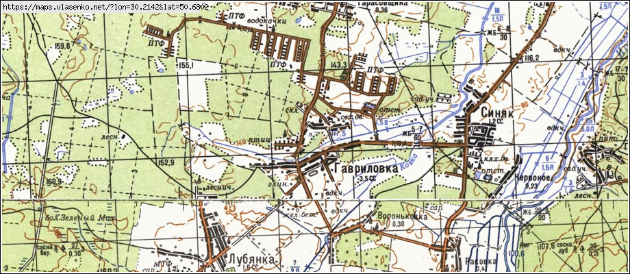 Карта ГАВРИЛІВКА, Київська область, Вишгородський район