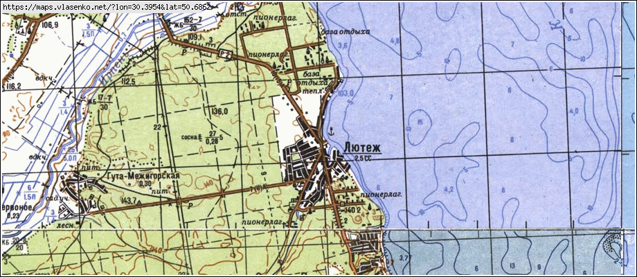 Карта ЛЮТІЖ, Київська область, Вишгородський район