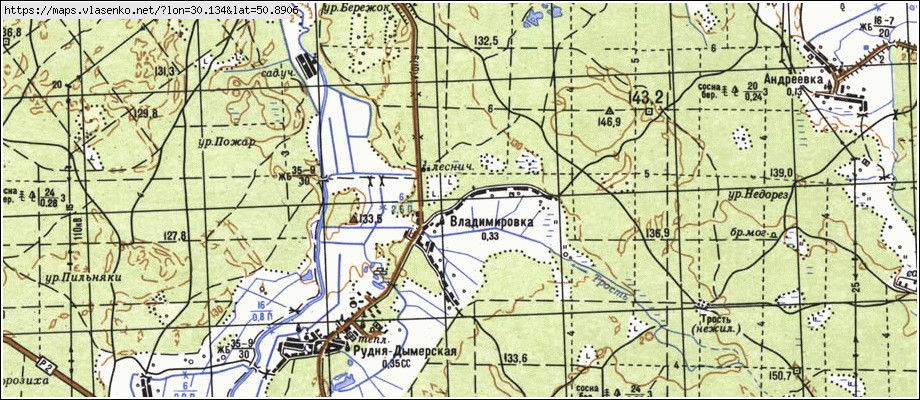 Карта ВОЛОДИМИРІВКА, Київська область, Вишгородський район