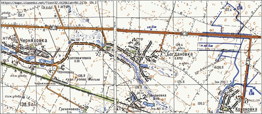 Карта БОГДАНІВКА, Київська область, Яготинський район