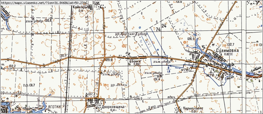 Карта БОЖКИ, Київська область, Яготинський район