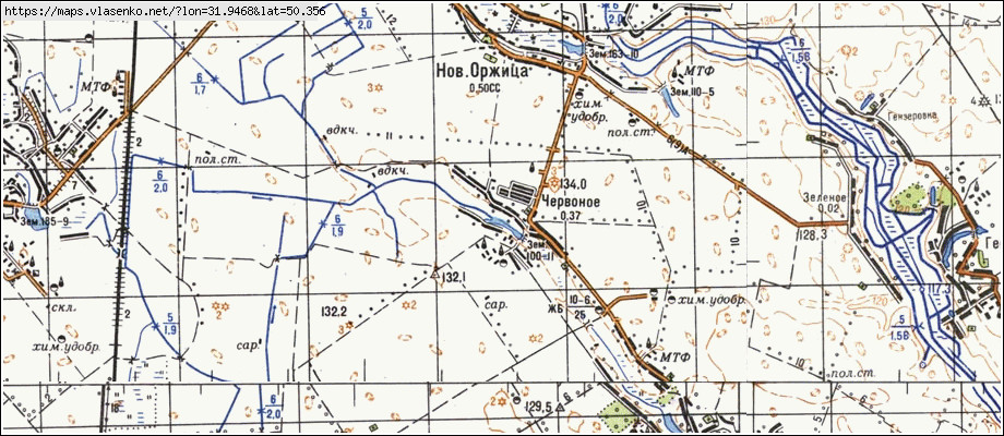 Карта ЧЕРВОНЕ, Київська область, Яготинський район