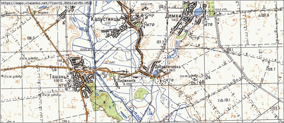 Карта ДОБРАНИЧІВКА, Київська область, Яготинський район