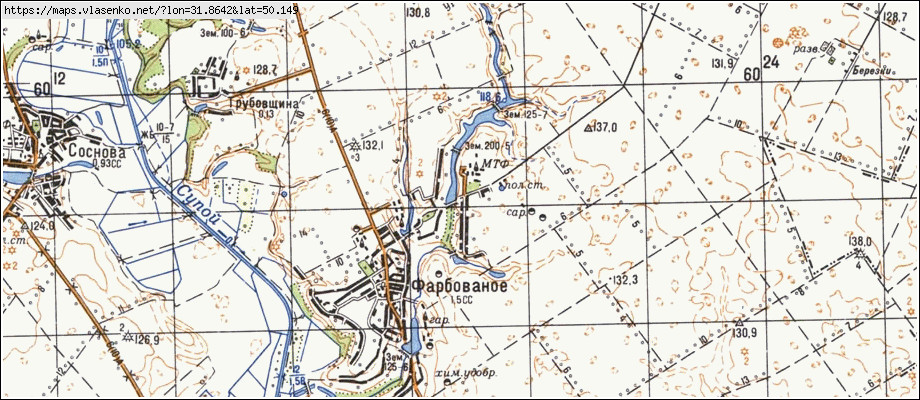 Карта ФАРБОВАНЕ, Київська область, Яготинський район